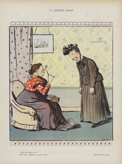 La nouvelle bonne. Illustration pour Le Rire - Jules Abel Faivre