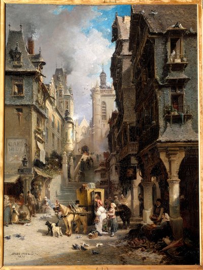Une rue de Morlaix en 1830 - Jules Achille Noel
