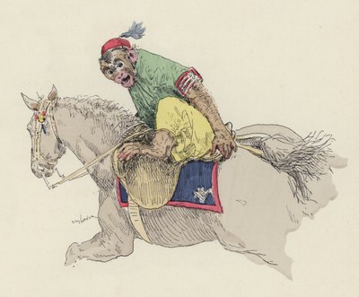Singe montant un cheval - Jules Arsene (after) Garnier