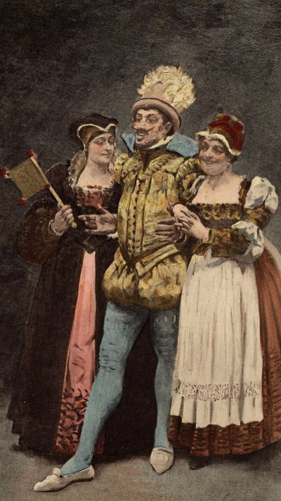 Un limosin (limousin) avec deux femmes. Pantagruel. Illustration de Jules Garnier. Dans "Rabelais et l