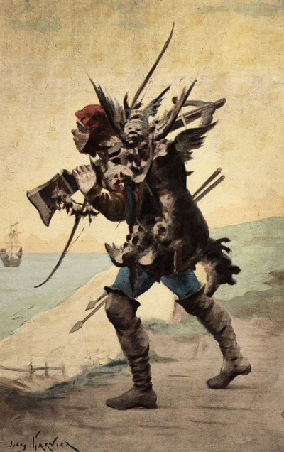 Carpalim portant de la viande sur son dos. Pantagruel. Illustration de Jules Garnier. Dans "Rabelais et l