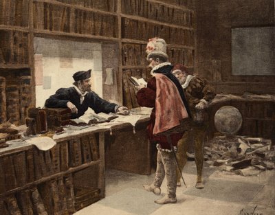 Pantagruel in the bookstore Saint Victor in Paris. Pantagruel. Illustration by Jules Garnier. In “Rabelais et l
