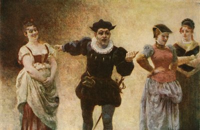 Panurge demandant que les femmes ne portent plus de cache-cou. Pantagruel. Illustration de Jules Garnier dans "Rabelais et l