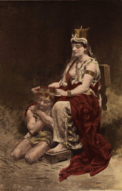 Semyramis (Semiramis) spooling a belistre (tramp). Pantagruel. llustration by Jules Garnier. In “Rabelais et l