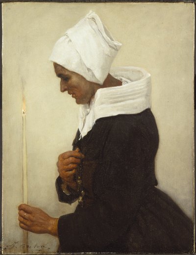 Paysanne bretonne tenant une bougie - Jules Breton