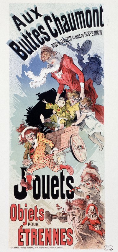 Publicité pour les jouets au magasin « Les Buttes Chaumont » - par Jules Chéret, vers 1890 - Jules Cheret