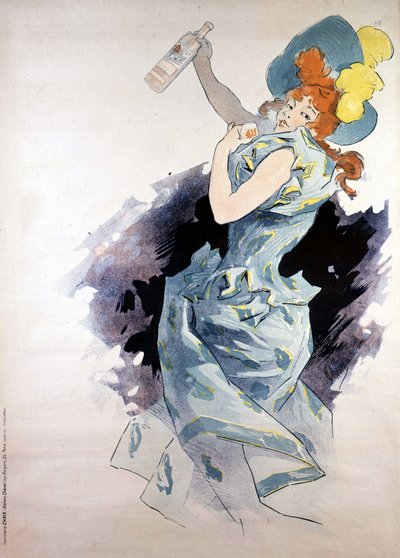 Affiche publicitaire pour Dubonnet, femme avec une bouteille, par Jules Chéret - Jules Cheret