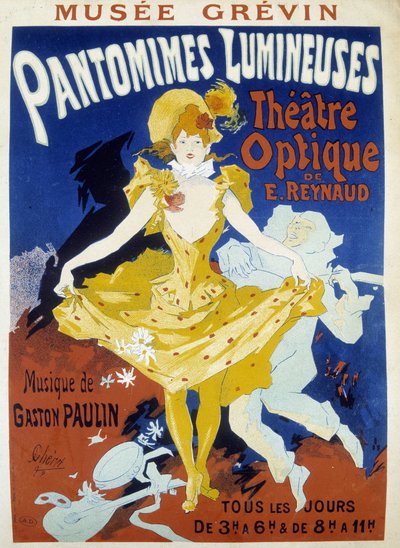 Danseur et musicien - affiche pour les pantomimes lumineuses de Reynaud et Paulin au musée Grévin par Jules Chéret, fin du XIXe siècle - Jules Cheret