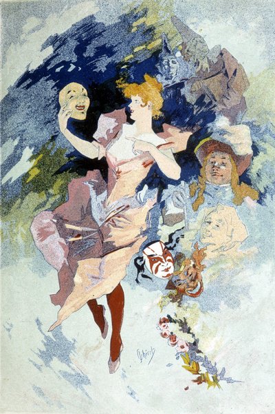 Dessin par Cherret pour le Carnaval de la fin du XIXe siècle - Jules Cheret