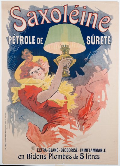 Affiche publicitaire "Saxoleine", huile de lampe de sécurité, 1901 - Jules Cheret