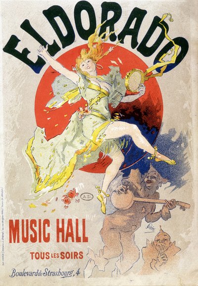 Affiche pour le Music Hall programmé chaque soir au Théâtre Eldorado, boulevard de Strasbourg à Paris. Vers 1900 (lithographie) - Jules Cheret