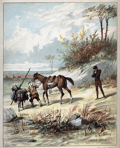 Don Quichotte et Sancho Panza - Illustration de Jules David (1808-1892) de Histoire de Don Quichotte - 1887 - par Miguel de Cervantes Saavedra (1547-1616) - Jules David