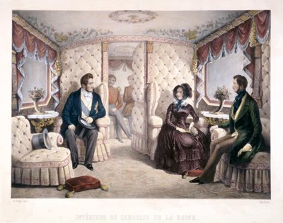 Le roi Louis Philippe, la reine Victoria et le prince Albert dans le carrosse royal, 1846 - Jules David