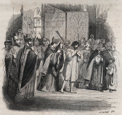 Pénitence de Raymond VI, comte de Toulouse - Le 22 juin 1209, Raymond VI comte de Toulouse, excommunié par le pape Innocent III (Milon légat du pape) pour ne pas avoir poursuivi les Cathares, accusé d