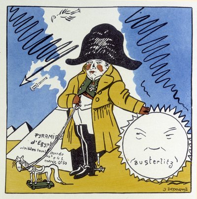 Austerlitz, Iéna, Wagram : Caricature sur Napoléon 1er - dans "Histoire de France" par Jules Depaquit, ill. par lui-même, éd. jonquières, Paris - Jules Depaquit