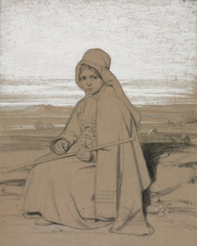 Une bergère assise - Jules Dupré