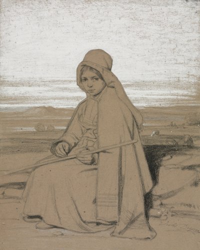 Une bergère assise, 1800s - Jules Dupré