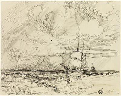 Navires en Mer Pendant la Tempête - Jules Dupré