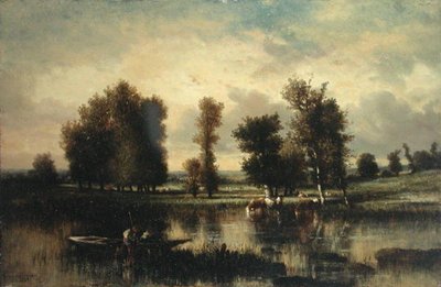 Bateau au bord de la rivière - Jules Dupré