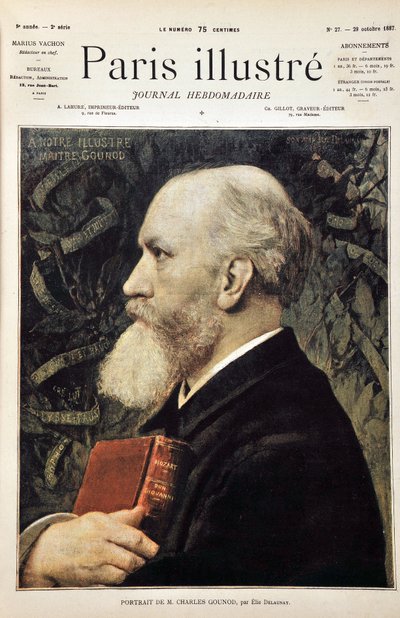 Portrait de Charles Gounod (Avec la partition de Don Giovanni (Don Juan) de Mozart) basé sur le portrait d