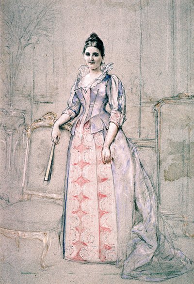 Portrait de Mme Carnot portant une robe Worth - Jules Emile Saintin