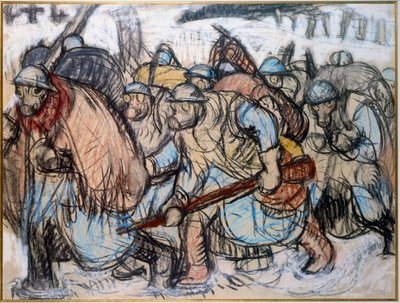 Première Guerre mondiale : Soldats portant un masque à gaz - Jules Emile Zingg
