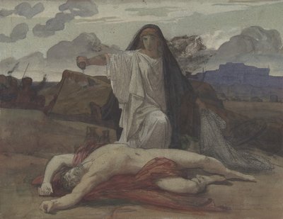 Antigone Donne une Sépulture Symbolique au Corps de son Frère Polynice, 1835-98 - Jules Eugene Lenepveu