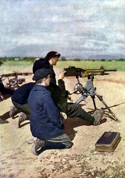 Une position française avec des mitrailleuses pendant la bataille de la Marne à l