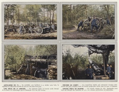 Artillerie de 75, Obusier en forêt, Une pièce de 75 abritée, Grosse pièce de marine - Jules Gervais Courtellemont