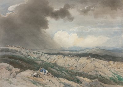 Paysage avec bergers, vers 1869 (aquarelle avec gouache, craie noire et graphite) - Jules Joseph Augustin Laurens