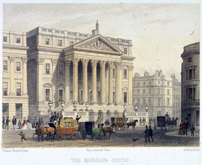 Extérieur de Mansion House, Londres, 1854 - Jules Louis Arnout