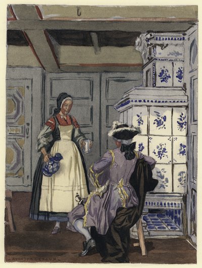Illustration pour les mémoires de Casanova (lithographie couleur) - Jules Marie Auguste Leroux