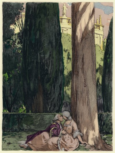 Illustration pour les mémoires de Casanova (lithographie couleur) - Jules Marie Auguste Leroux