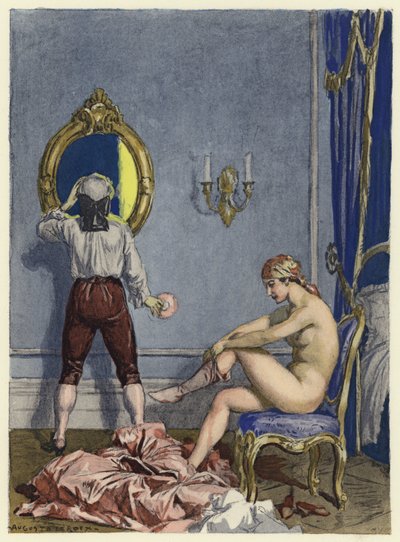 Illustration pour les mémoires de Casanova (lithographie couleur) - Jules Marie Auguste Leroux