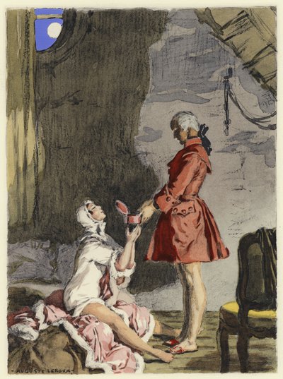 Illustration pour les mémoires de Casanova (lithographie couleur) - Jules Marie Auguste Leroux