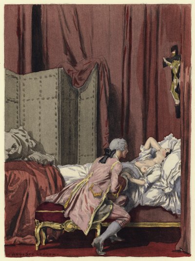 Illustration pour les mémoires de Casanova (lithographie couleur) - Jules Marie Auguste Leroux