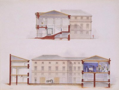 Le Palais Stroganov à Saint-Pétersbourg. Plan de la façade et section, 1865 - Jules Mayblum