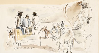 Noir et deux chariots - Jules Pascin
