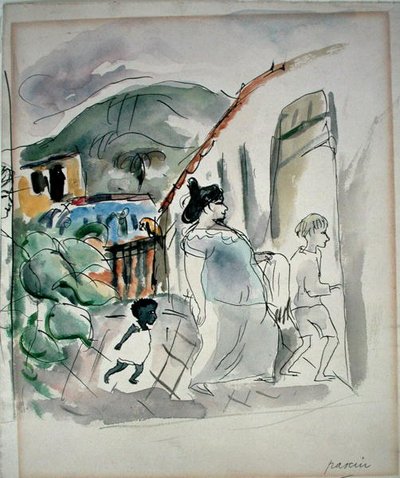 Femme et deux enfants - Jules Pascin