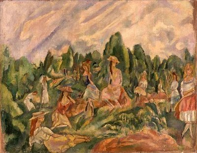 Jeunes femmes dans un paysage, c.1920 - Jules Pascin