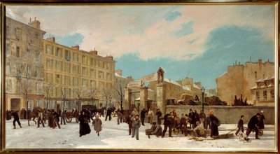 Chantier de bois à brûler boulevard du Montparnasse en janvier 1871 - Scène de rue à Paris - Jules and Guiaud Jacques  Didier