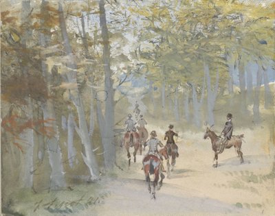 Paysage forestier avec cavaliers - Jules baron Finot