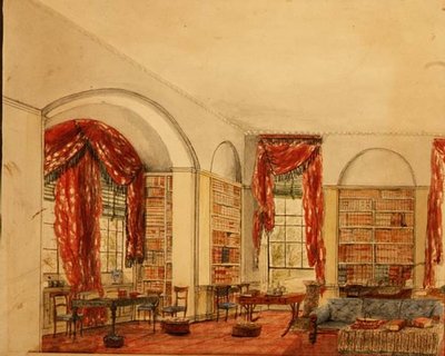 Vue latérale de la bibliothèque à Aynhoe - Julia Cartwright