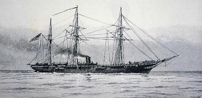 Sloop de guerre américain "Kearsage" de la marine fédérale (gravure) - Julian Oliver (after) Davidson