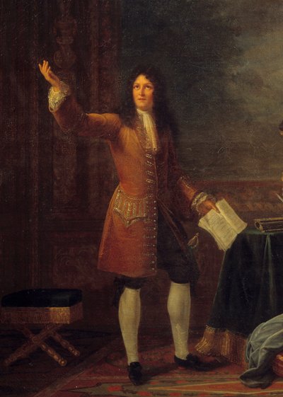 Jean Racine (1639-1699) lisant sa pièce devant le roi de France. (détail) - Julie Philipault
