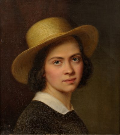 Estonien : "Autoportrait (avec chapeau de paille)". - Julie Wilhelmine Hagen Schwarz