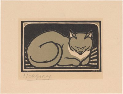 Chat endormi - Julie de Graag (signed by artist)