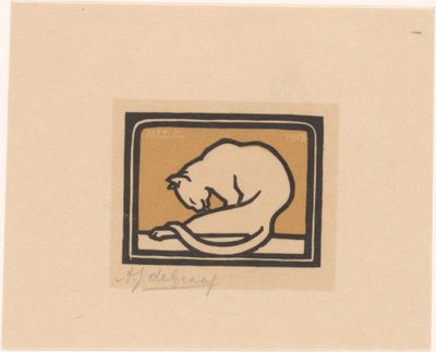 Chat se lavant - Julie de Graag (signed by artist)