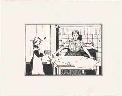 Femme et fille mettant la table - Julie de Graag