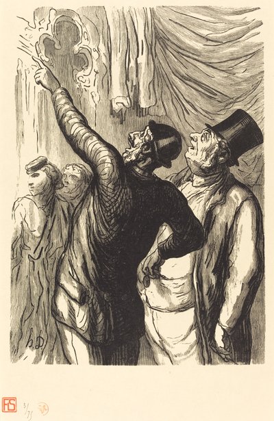 Exposition universelle: Un vrai cicérone - Julien Antoine Peulot after Honoré Daumier